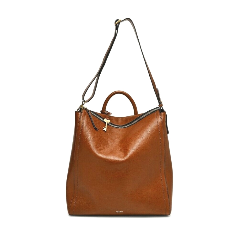 Fossil Parker Genuine Leather 12" Convertible Backpack BROWN ZB1514200 SMALL
